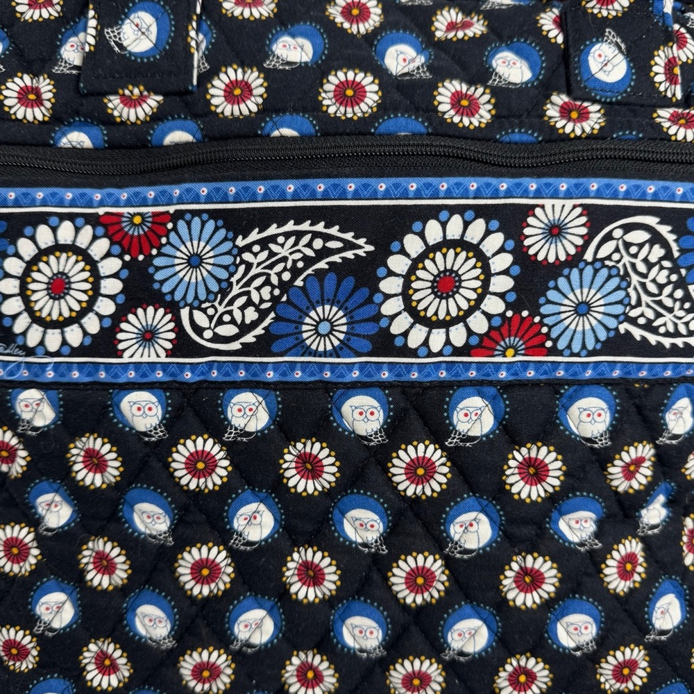 Vera Bradley Blue Night Owl Overnight Duffel Bag Xtra LG 20" x 12" Luggage Tote - Picture 3 of 12